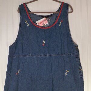 Agapo Collection, Embroidered Jean Dress 3X